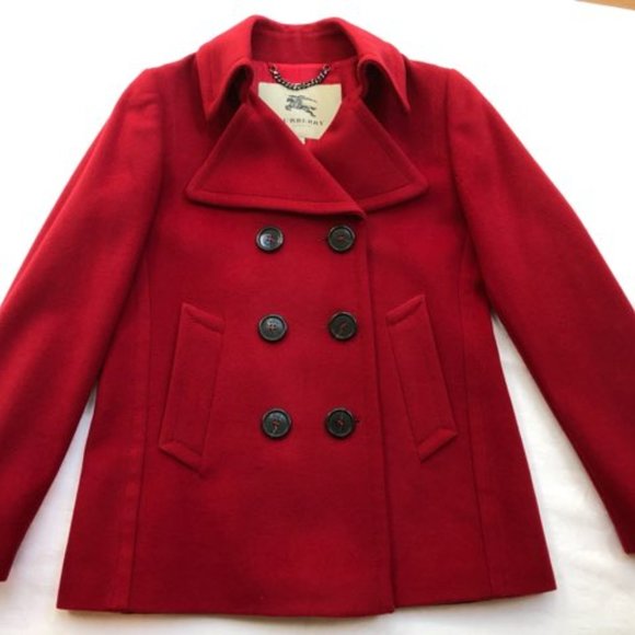 burberry red wool coat
